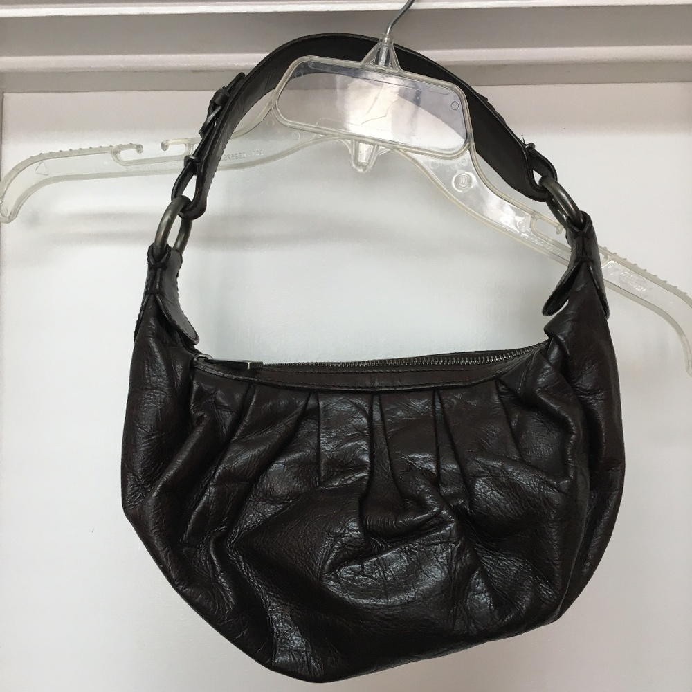 BALLY DARK BROWN LEATHER SMALL SHOULDER BAG PURSE